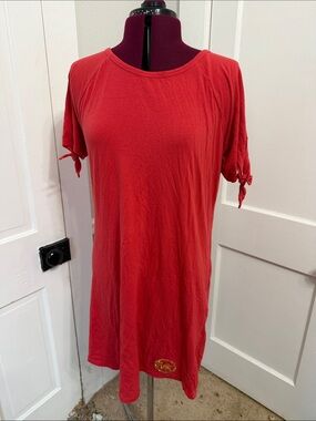 Michael Kors Red Tie-Sleeve Knit T-Shirt Dress